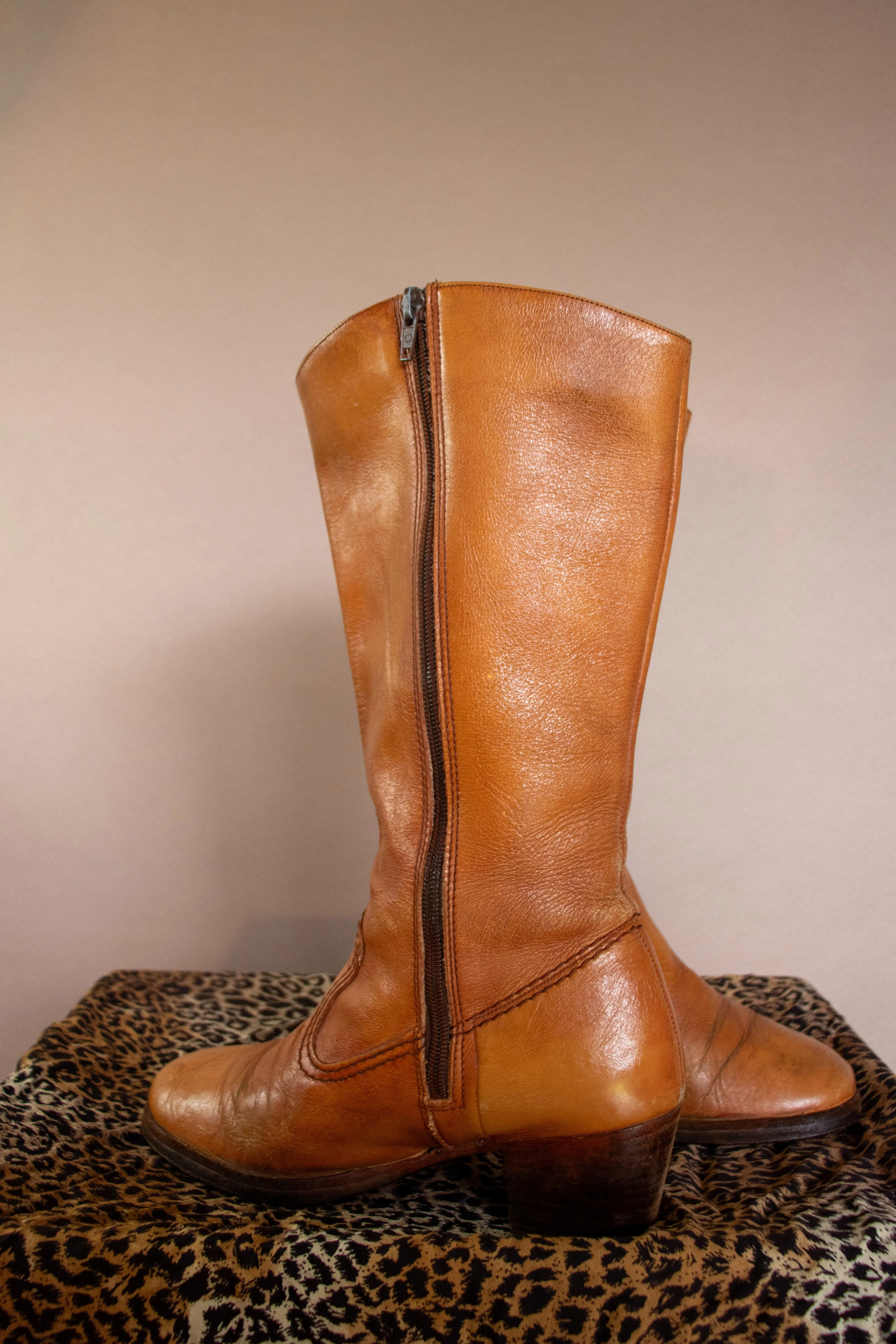 90s Heeled Tan Cowboy Boots