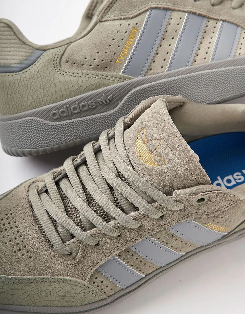 adidas Tyshawn Low Skate Shoes - Silver Pebble/Grey/Gold Metallic