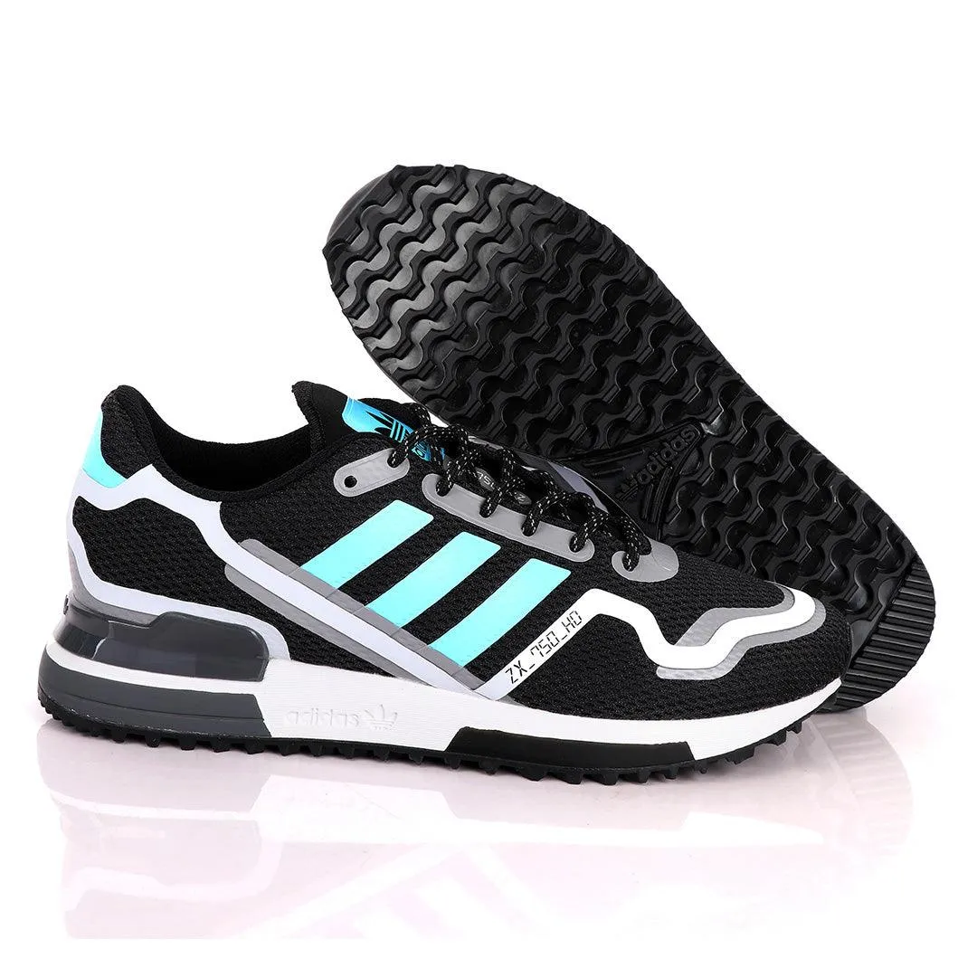 Adidas ZX 750 HD Black And Sky Blue Sneakers