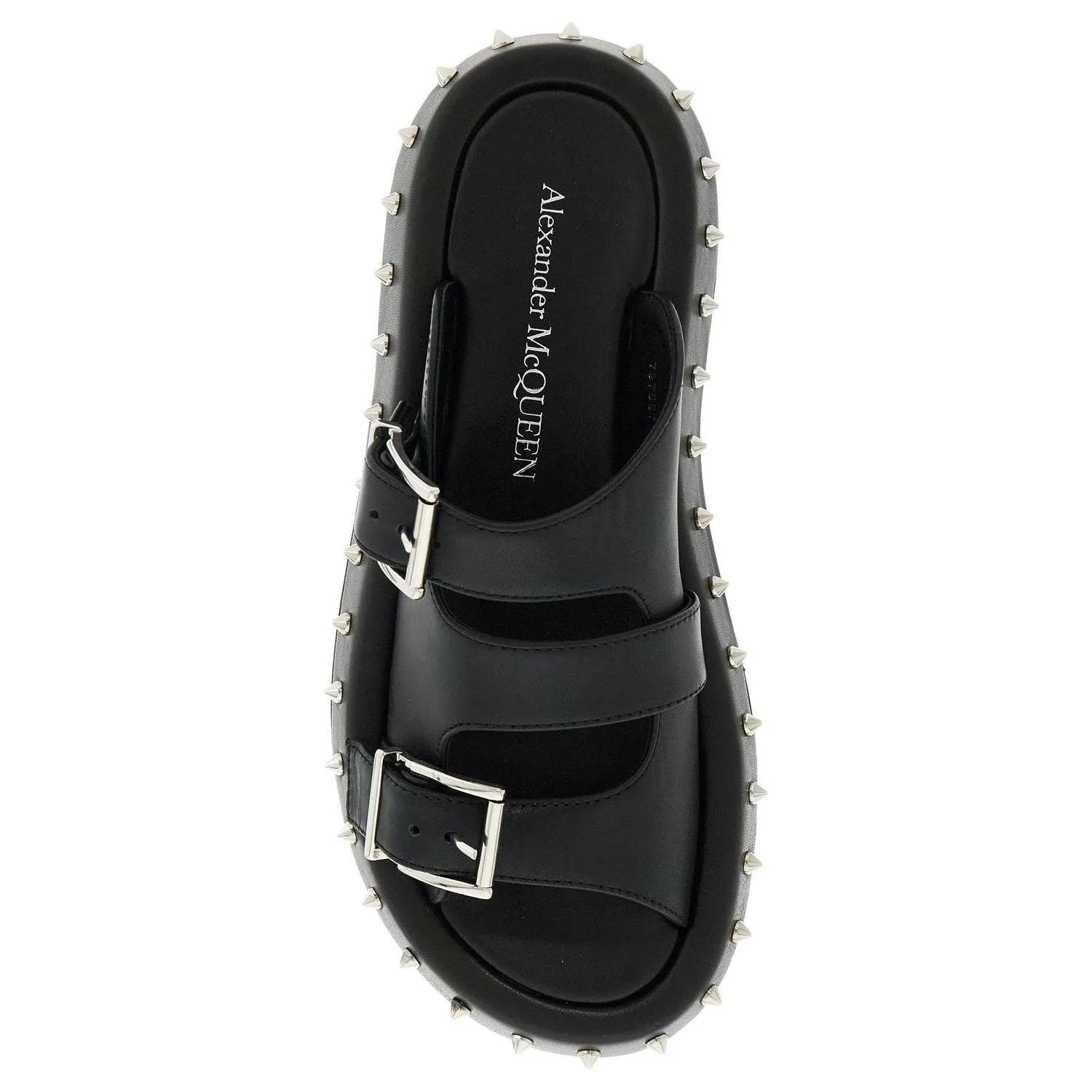 Alexander Mcqueen leather punk slides