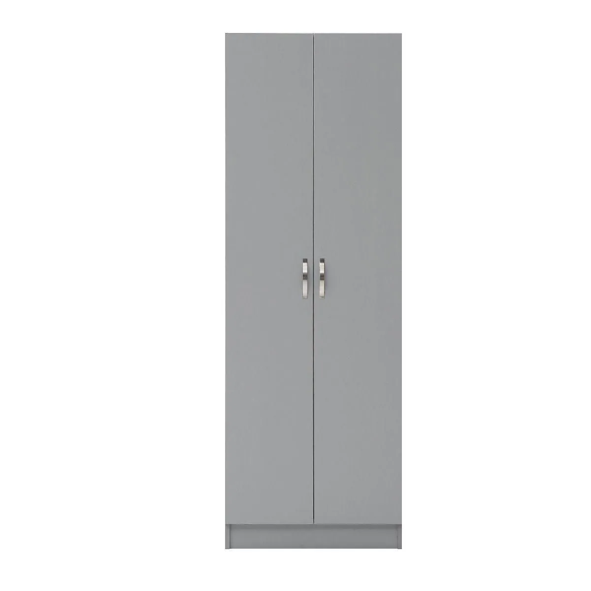 All Homely Basics Light Grey 2 Door 1 Shelf Wardrobe with Hanging Rail & Wooden Handles | Self Assembly | H180cm W60cm D45cm