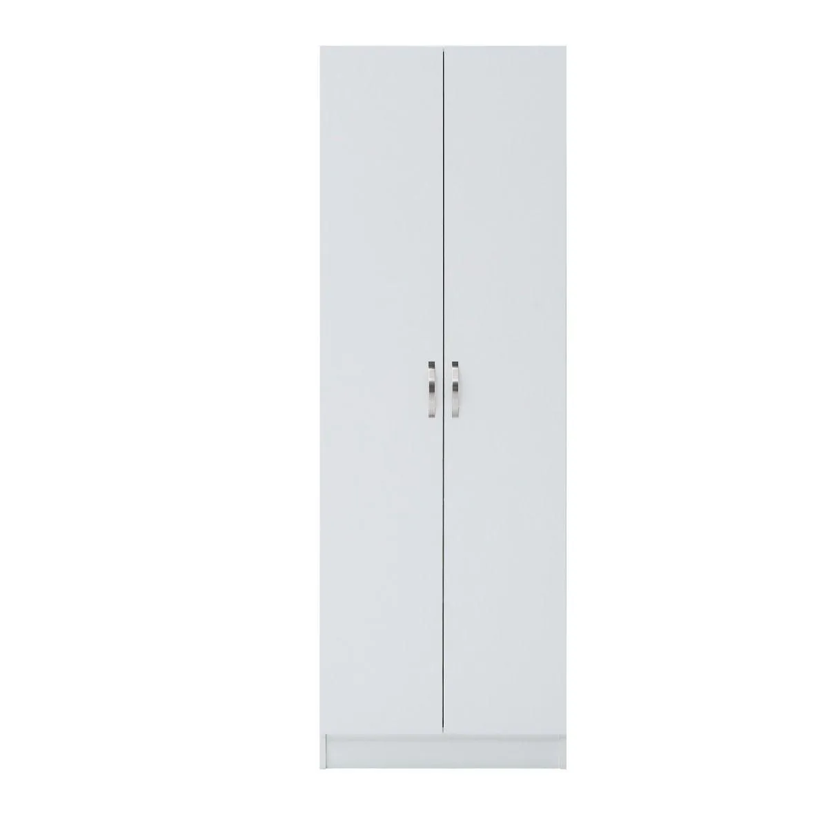 All Homely Basics Light Grey 2 Door 1 Shelf Wardrobe with Hanging Rail & Wooden Handles | Self Assembly | H180cm W60cm D45cm