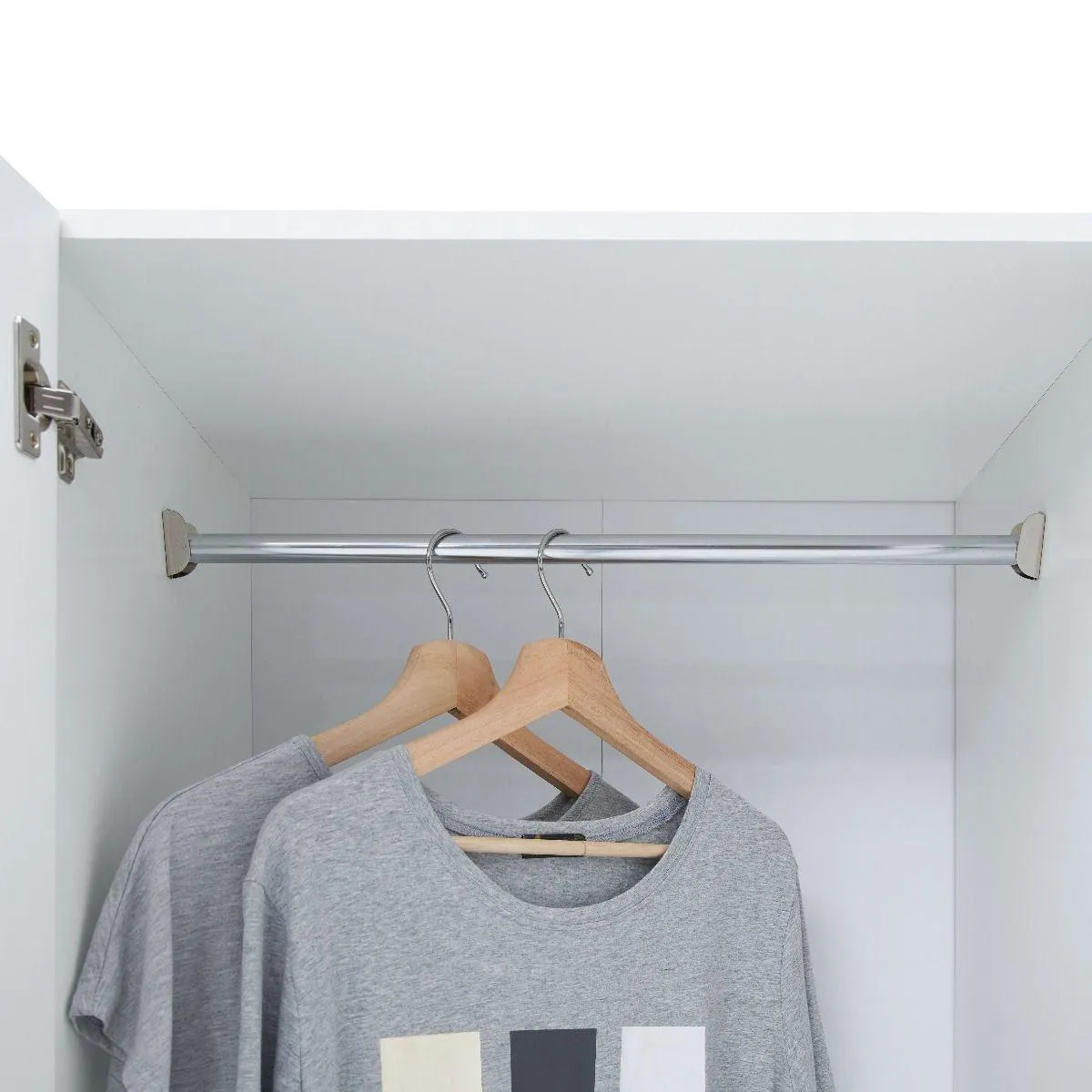 All Homely Basics Light Grey 2 Door 1 Shelf Wardrobe with Hanging Rail & Wooden Handles | Self Assembly | H180cm W60cm D45cm