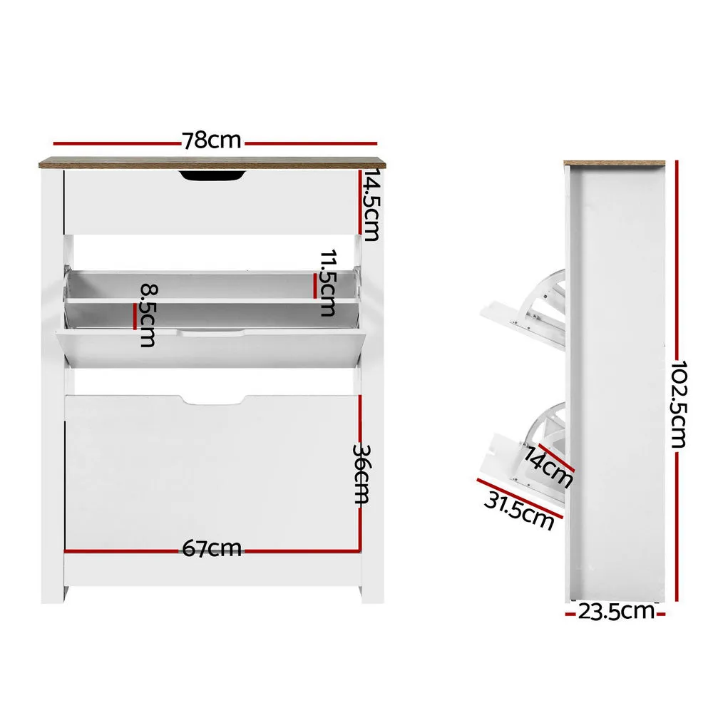 Artiss Shoe Rack Cabinet 16 Pairs White Ana