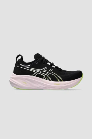 ASICS Women's Gel-Nimbus 26 Sneaker in Black/Neon Lime