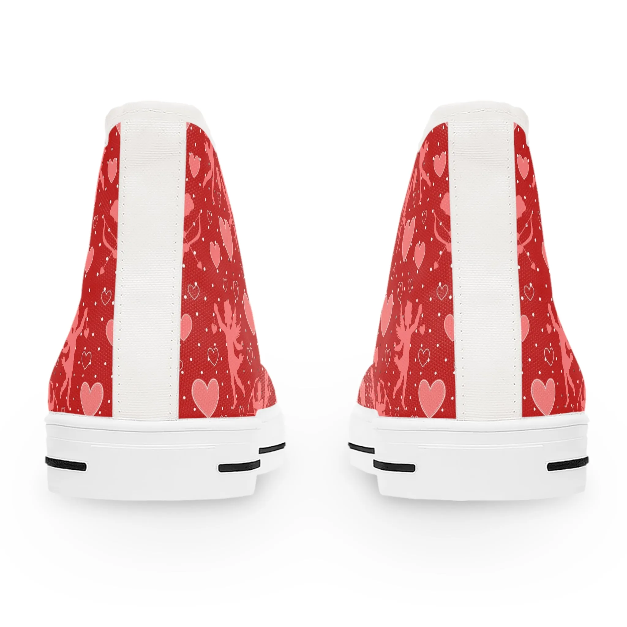 Baby Cupid and Red Heart Background Women's High Top Sneakers