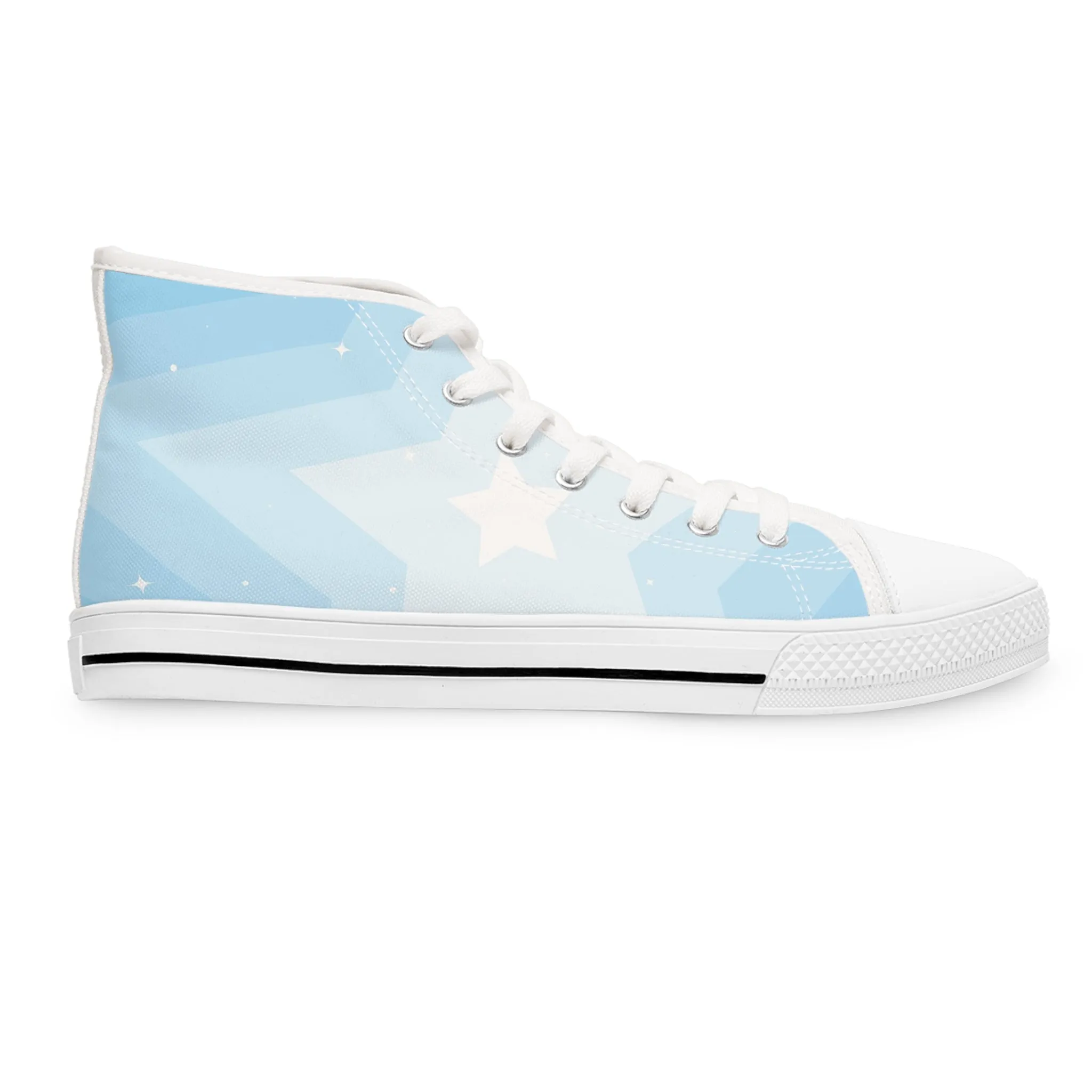 Blue Abstract Star Colorful Pattern Women's High Top Sneakers