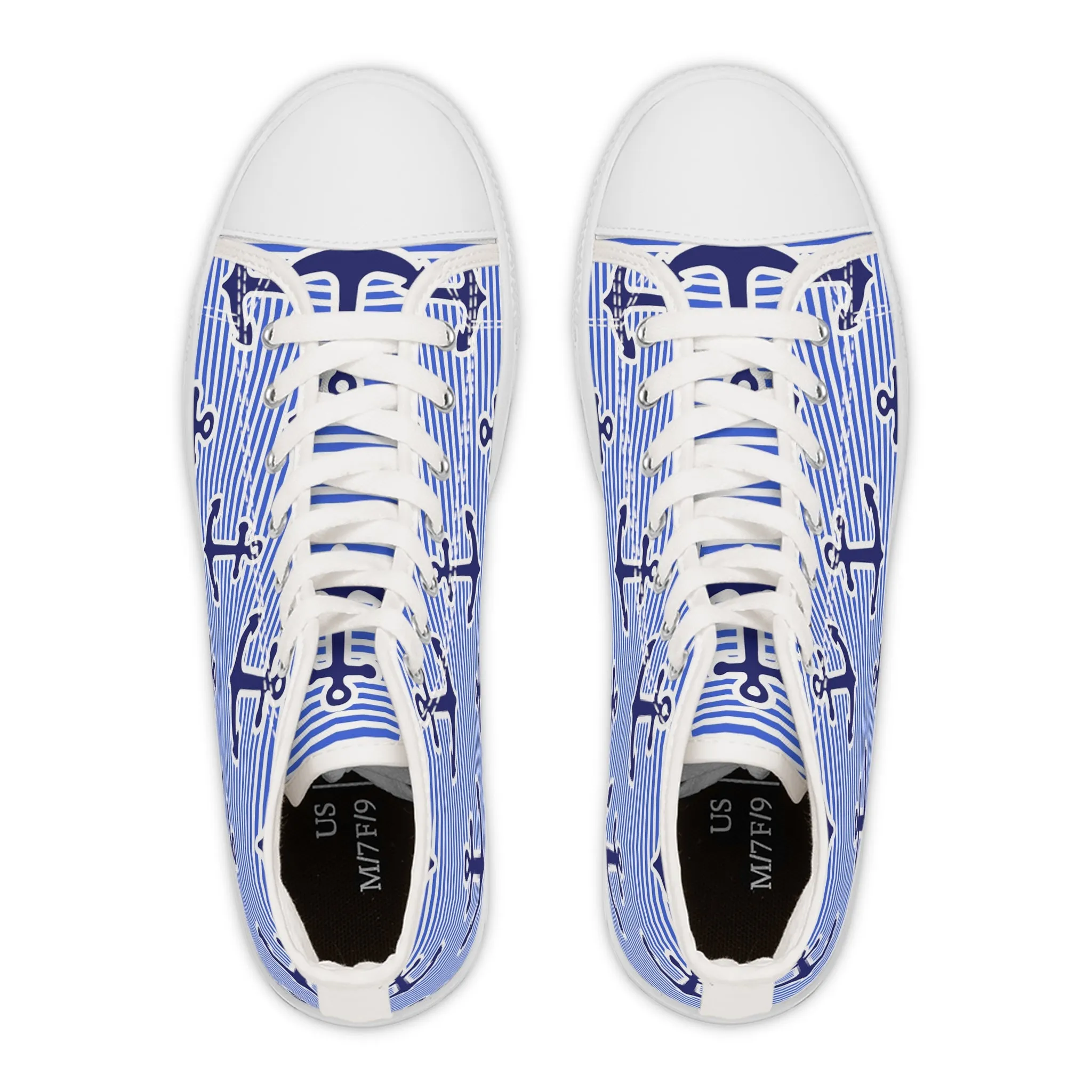 Blue Anchors Women's High Top Sneakers