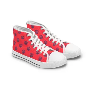 Blue Shield Red Background Women's High Top Sneakers