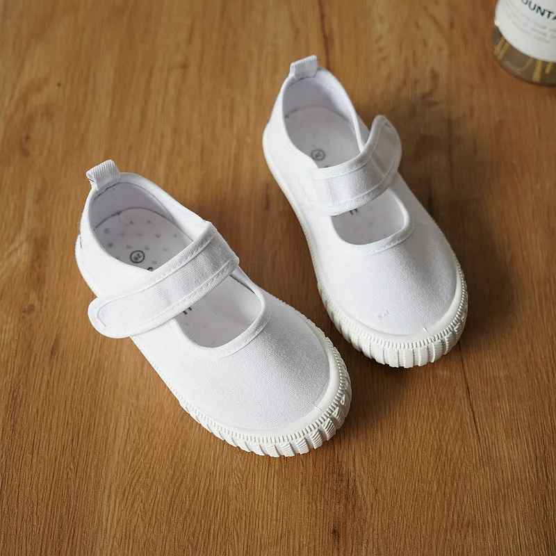 Boys And Girls Canvas White Sneakers Baby Soft Sole Indoor Shoes