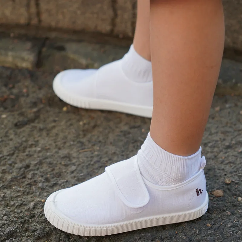 Boys And Girls Canvas White Sneakers Baby Soft Sole Indoor Shoes