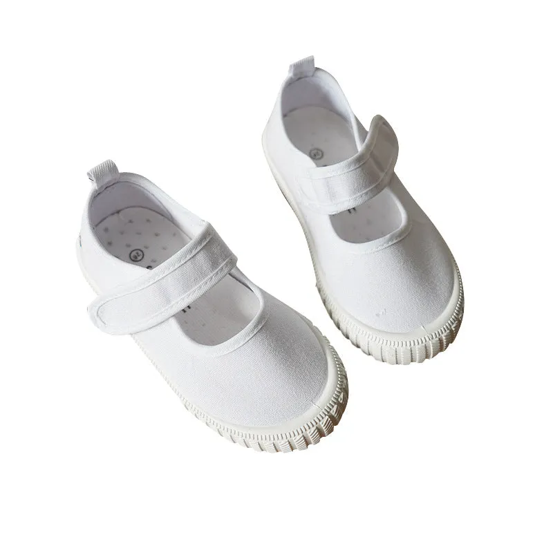 Boys And Girls Canvas White Sneakers Baby Soft Sole Indoor Shoes