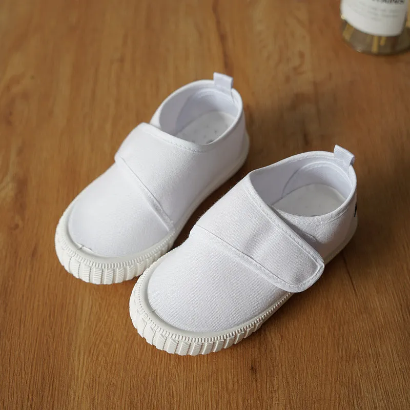 Boys And Girls Canvas White Sneakers Baby Soft Sole Indoor Shoes