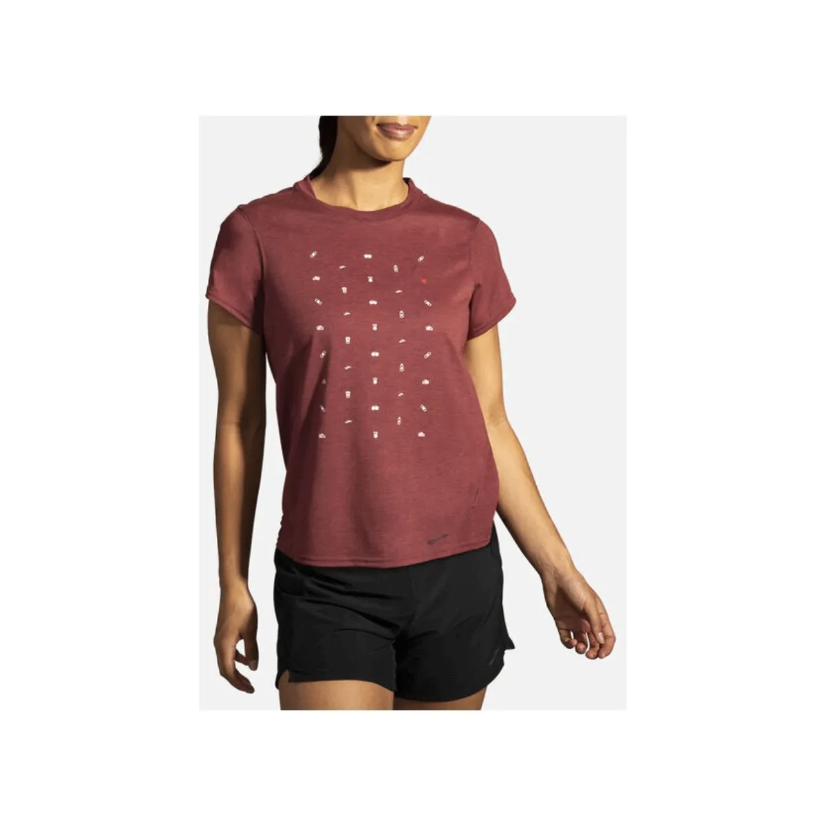 Brooks Distance Graphic T-Shirt Short Sleeve Brown Woman