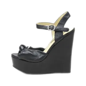 Buffalo Wedge Shoes Leather Black Colour For Women