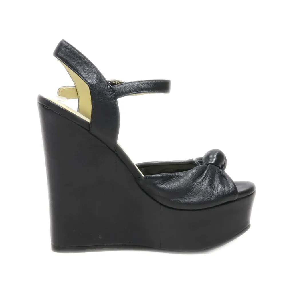 Buffalo Wedge Shoes Leather Black Colour For Women