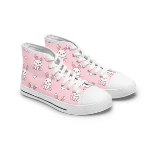 Bunny with Hearts Women's High Top Sneakers