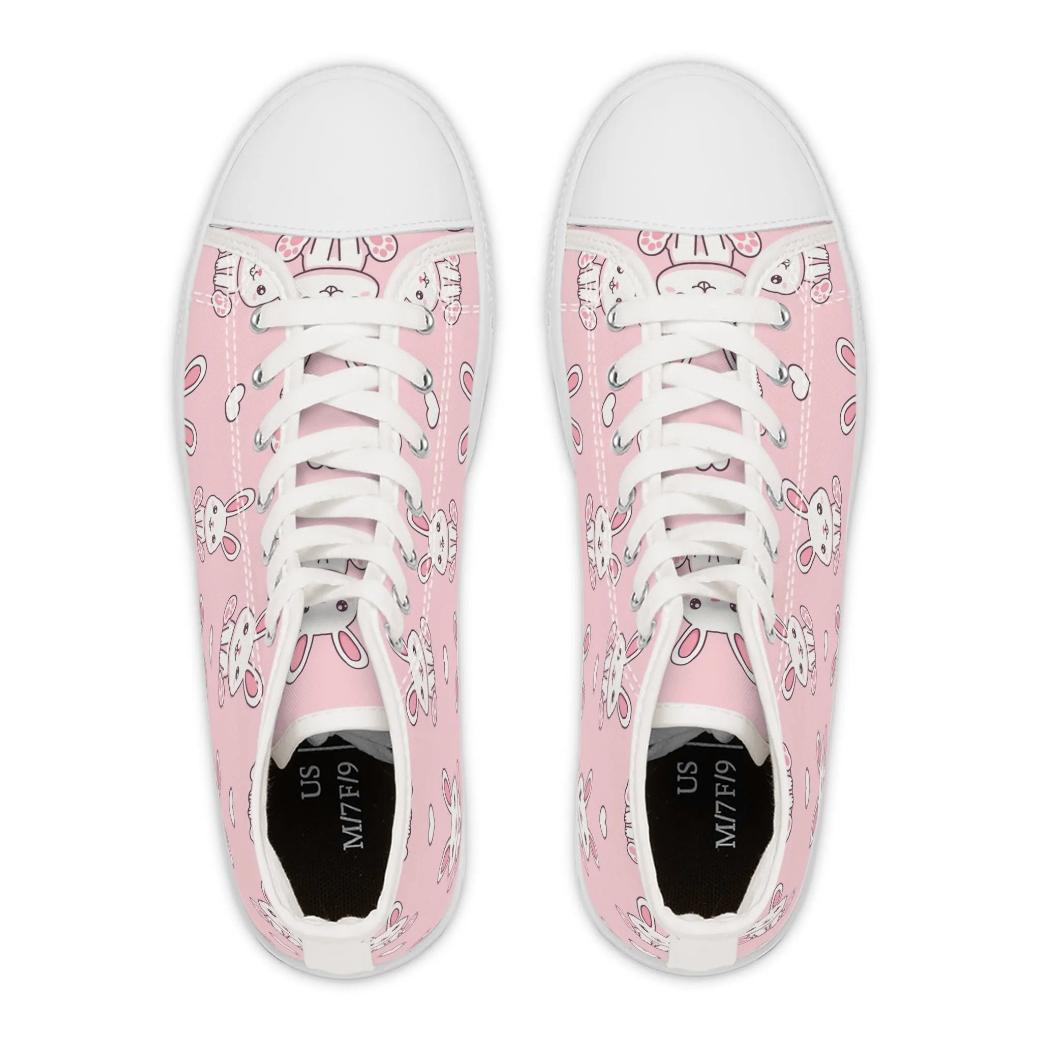 Bunny with Hearts Women's High Top Sneakers