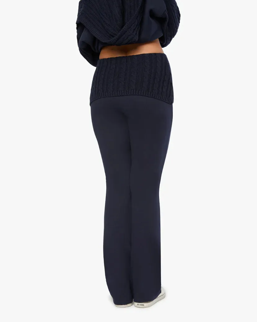 Cable Knit Roll Over Pant Navy