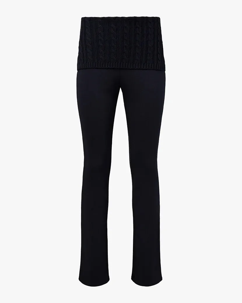 Cable Knit Roll Over Pant Navy