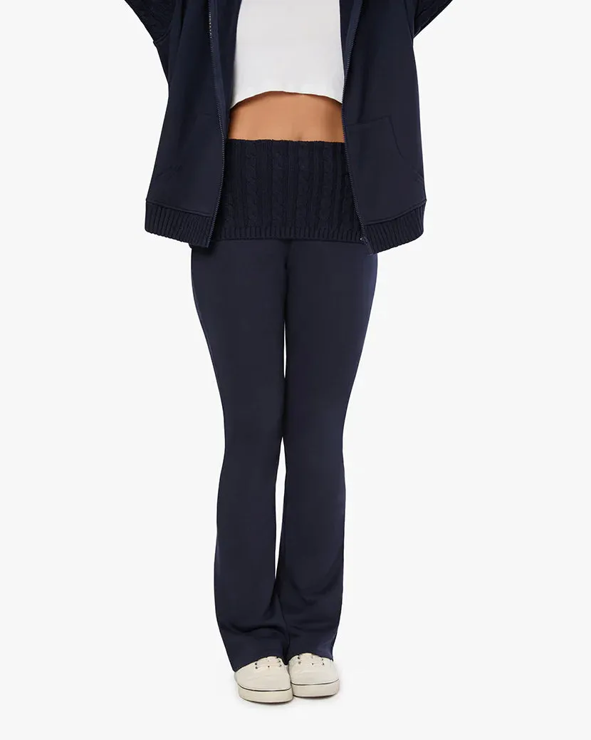 Cable Knit Roll Over Pant Navy