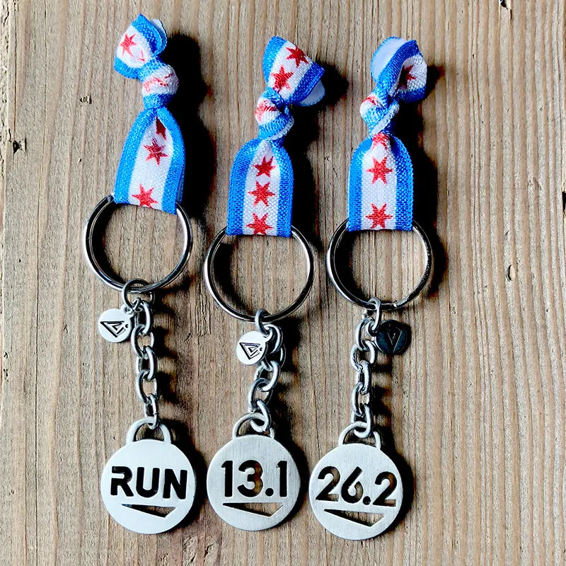 CHICAGO Flag Running Keychain