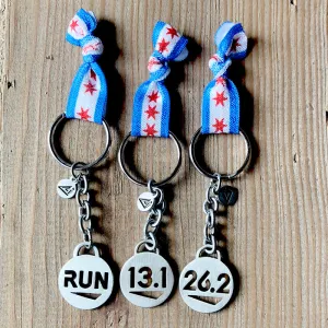 CHICAGO Flag Running Keychain