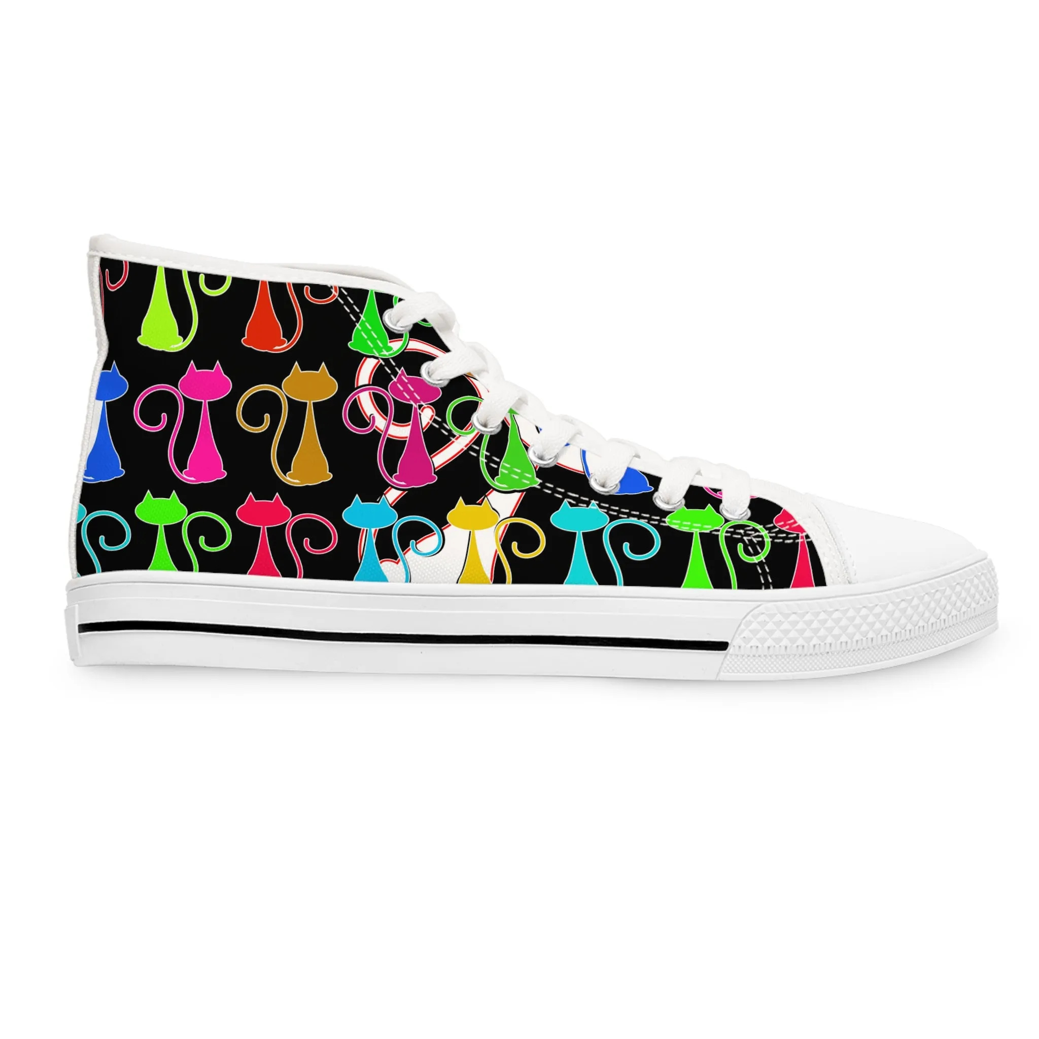 Colorful Cat Pattern Women's High Top Sneakers