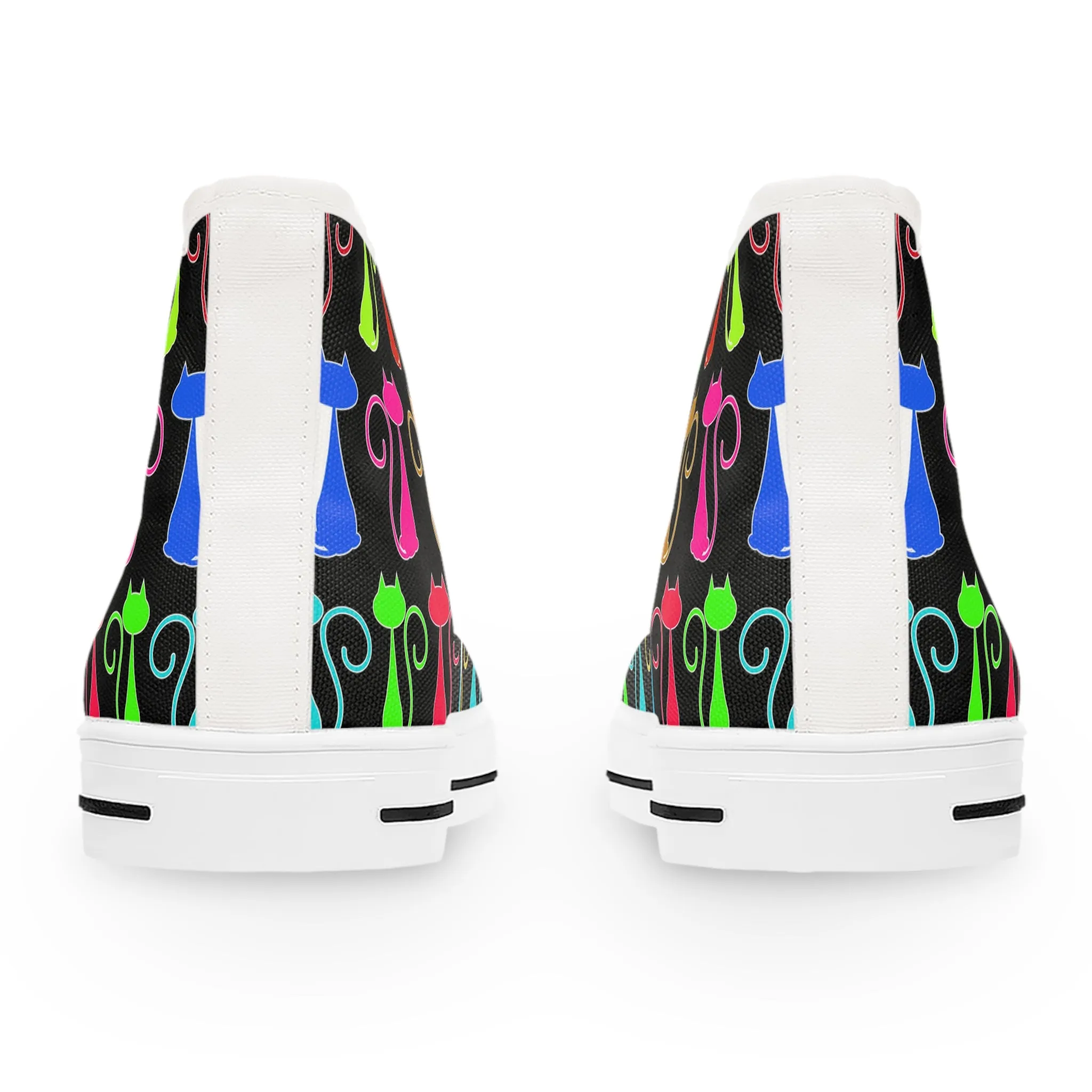 Colorful Cat Pattern Women's High Top Sneakers