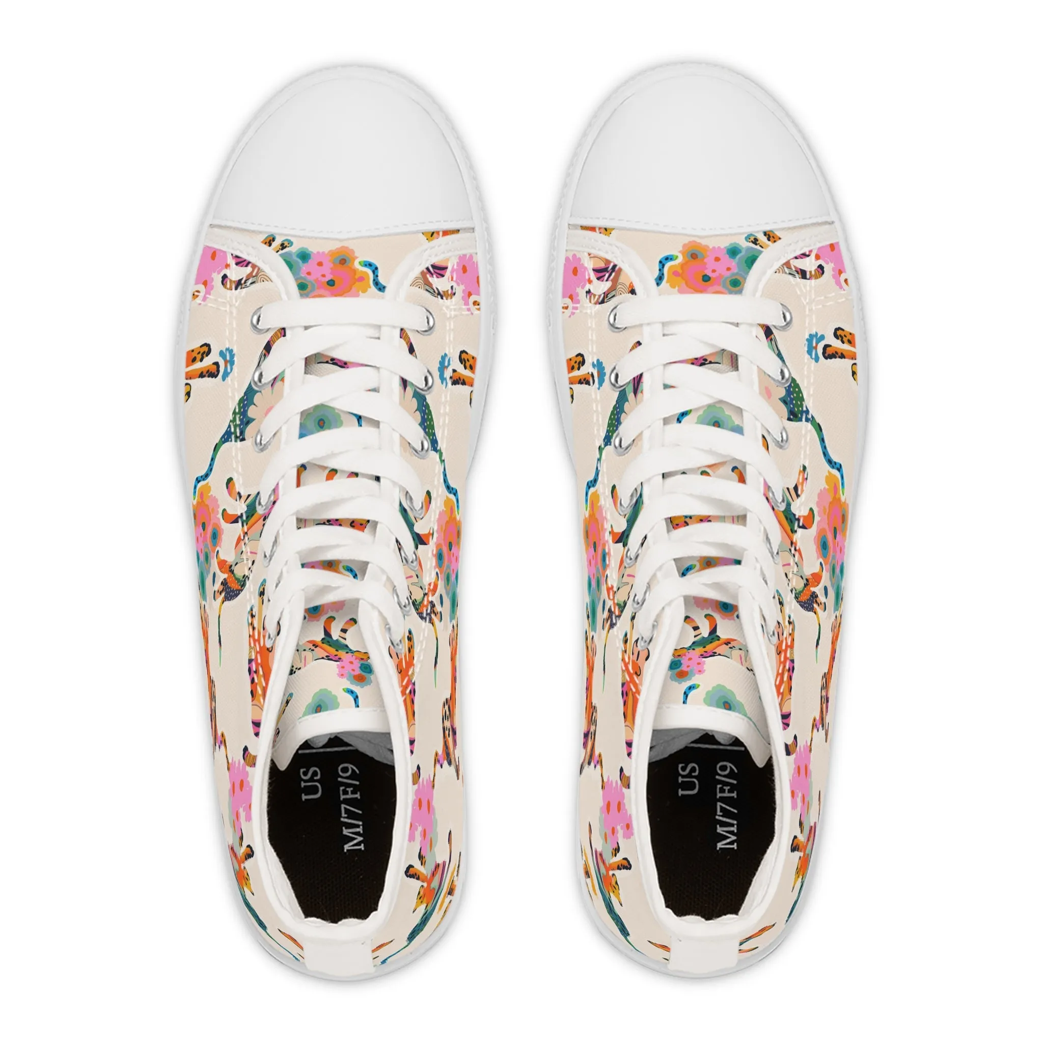 Colorful Flower Leopard Women's High Top Sneakers