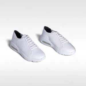 Comfortable men's sports shoes- genuine leathe / Made in Türkiye - White -8900