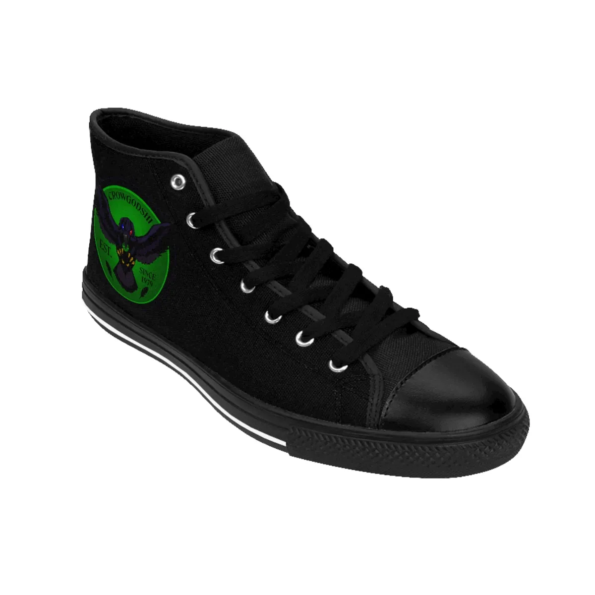 Crowgodshi 2nd Gen. High-Tops, Black on Black w/ GREEN LOGO