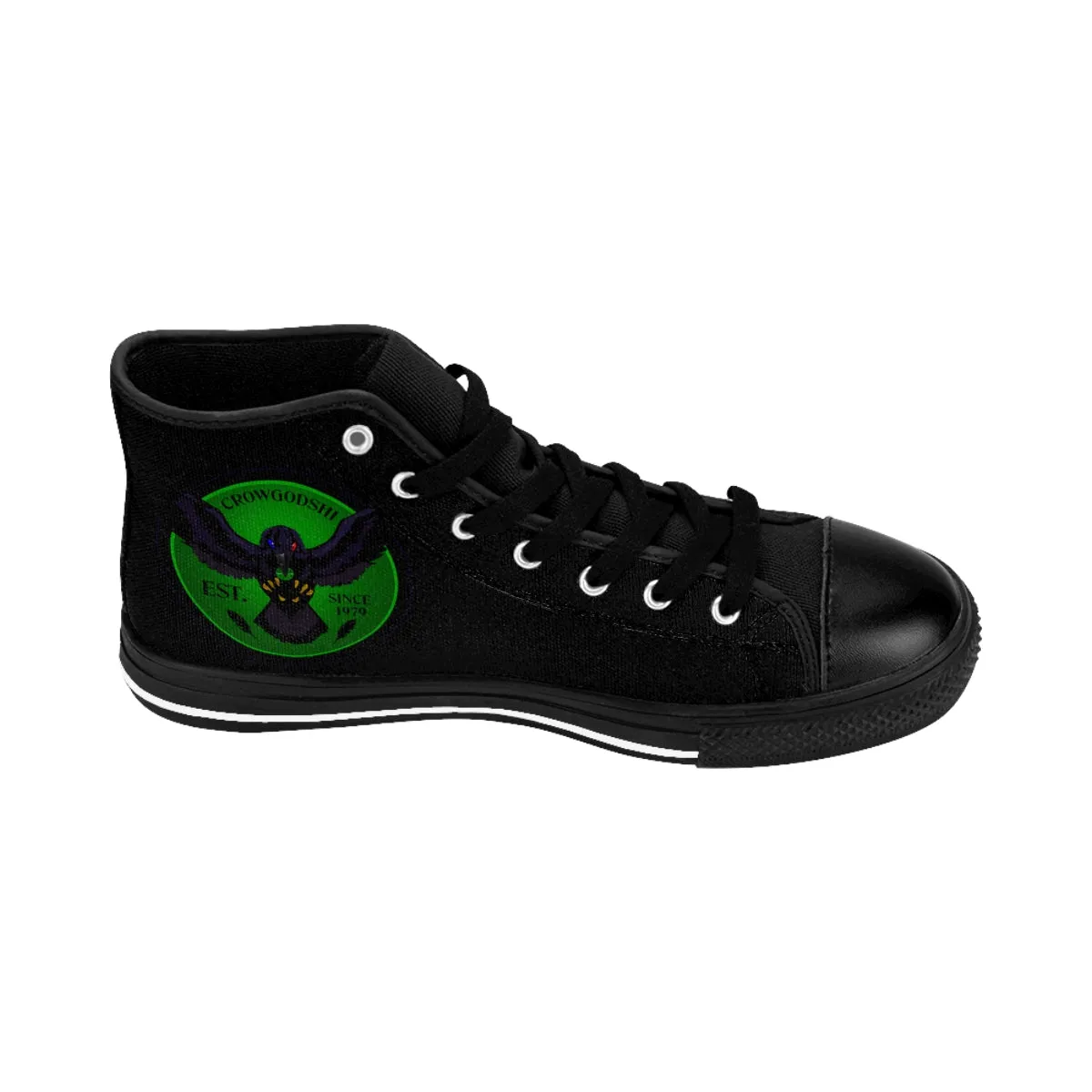 Crowgodshi 2nd Gen. High-Tops, Black on Black w/ GREEN LOGO