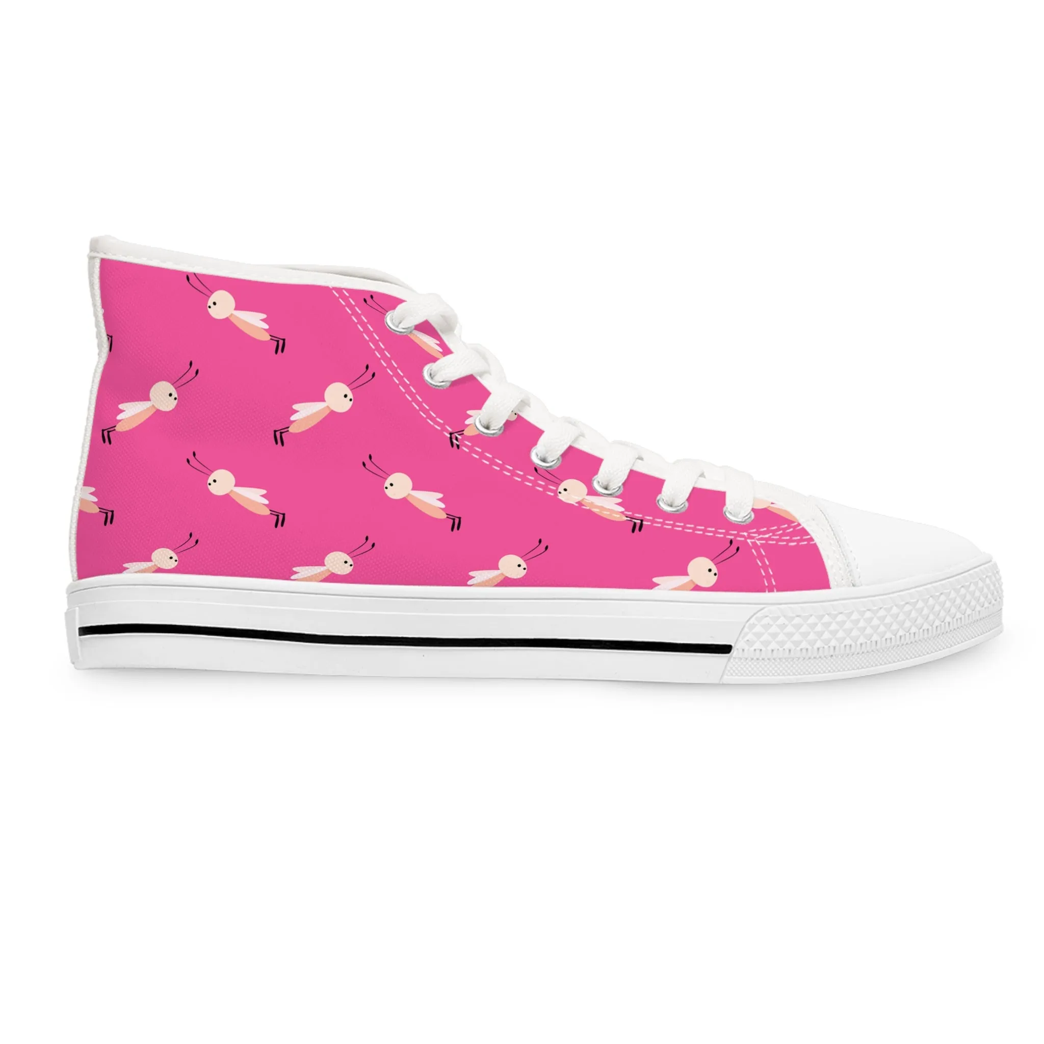 Cute Pink Fly Women's High Top Sneakers