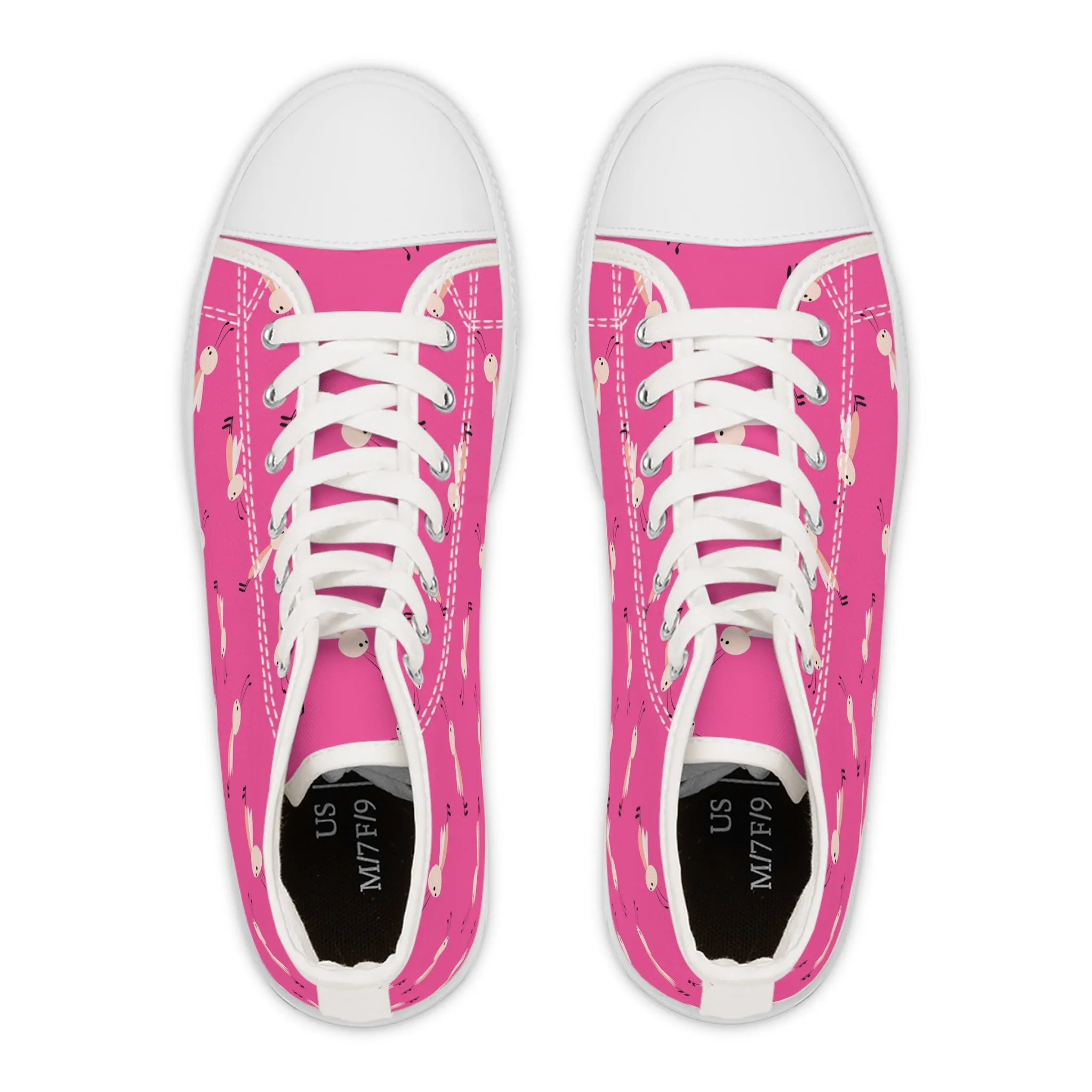 Cute Pink Fly Women's High Top Sneakers