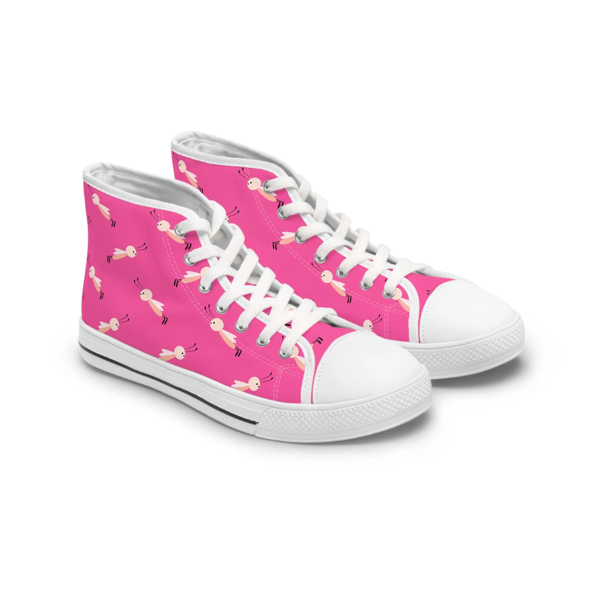 Cute Pink Fly Women's High Top Sneakers