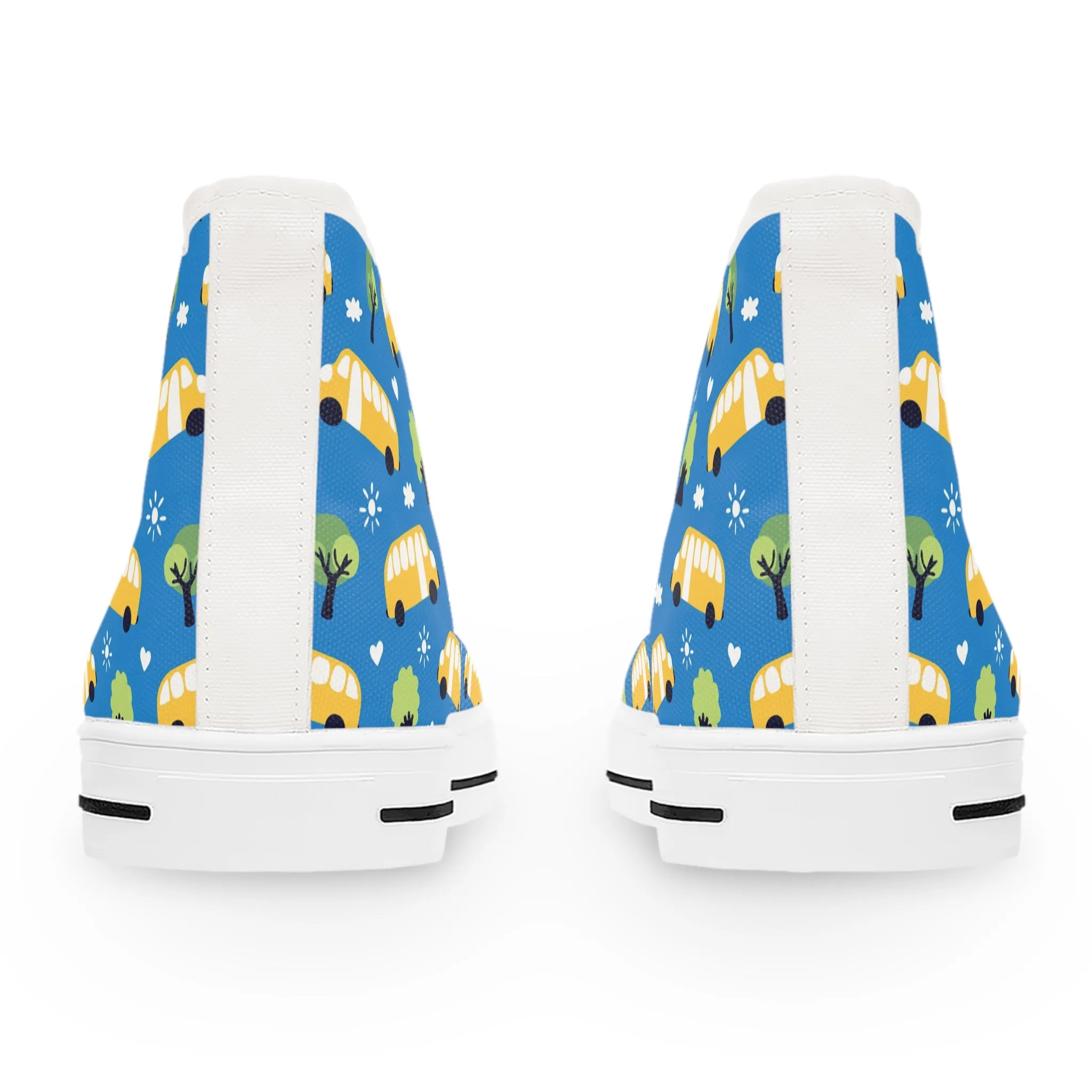 Cute School Bus and Tree Women's High Top Sneakers