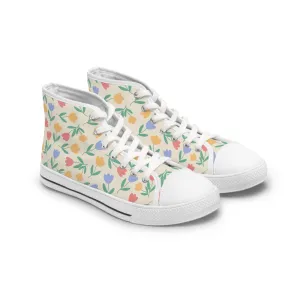 Cute Tulip Flowers Women's High Top Sneakers