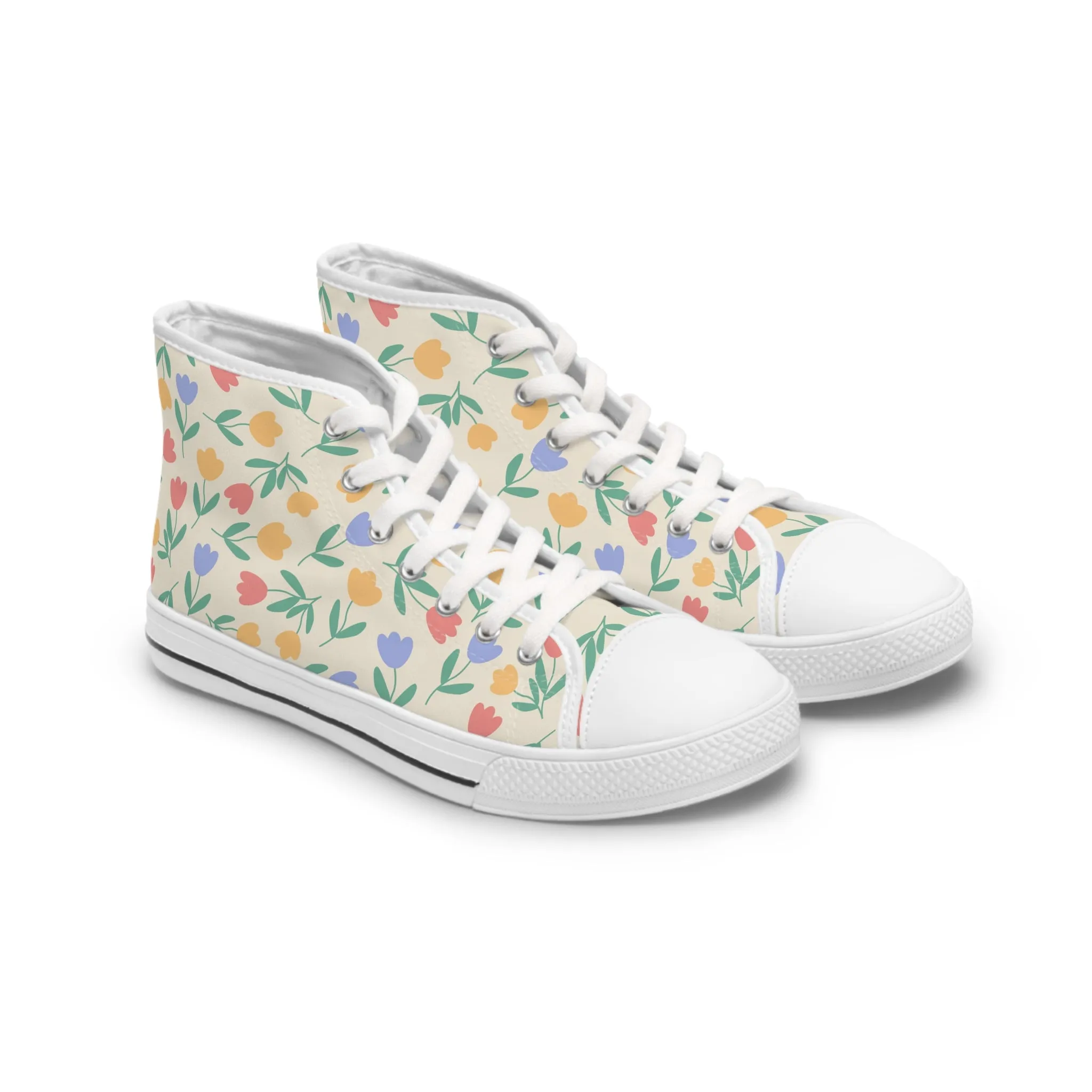 Cute Tulip Flowers Women's High Top Sneakers