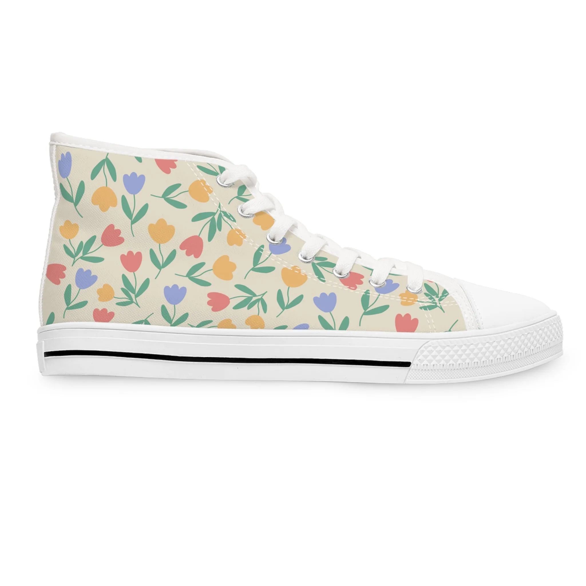 Cute Tulip Flowers Women's High Top Sneakers