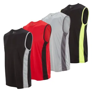 DARESAY Performance Sleeveless Shirts for Men, Dry Fit Muscle Shirts, Athletic Tops for Workout & Active Wear Tees (4 Pack)