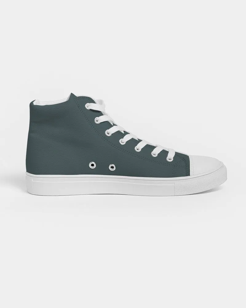 Dark Blue Cool Green Women's High-top Canvas Sneakers | Women's | Dark Pale Pastel Blue Cool Green | C30M0Y15K80