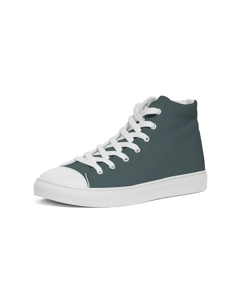 Dark Blue Cool Green Women's High-top Canvas Sneakers | Women's | Dark Pale Pastel Blue Cool Green | C30M0Y15K80