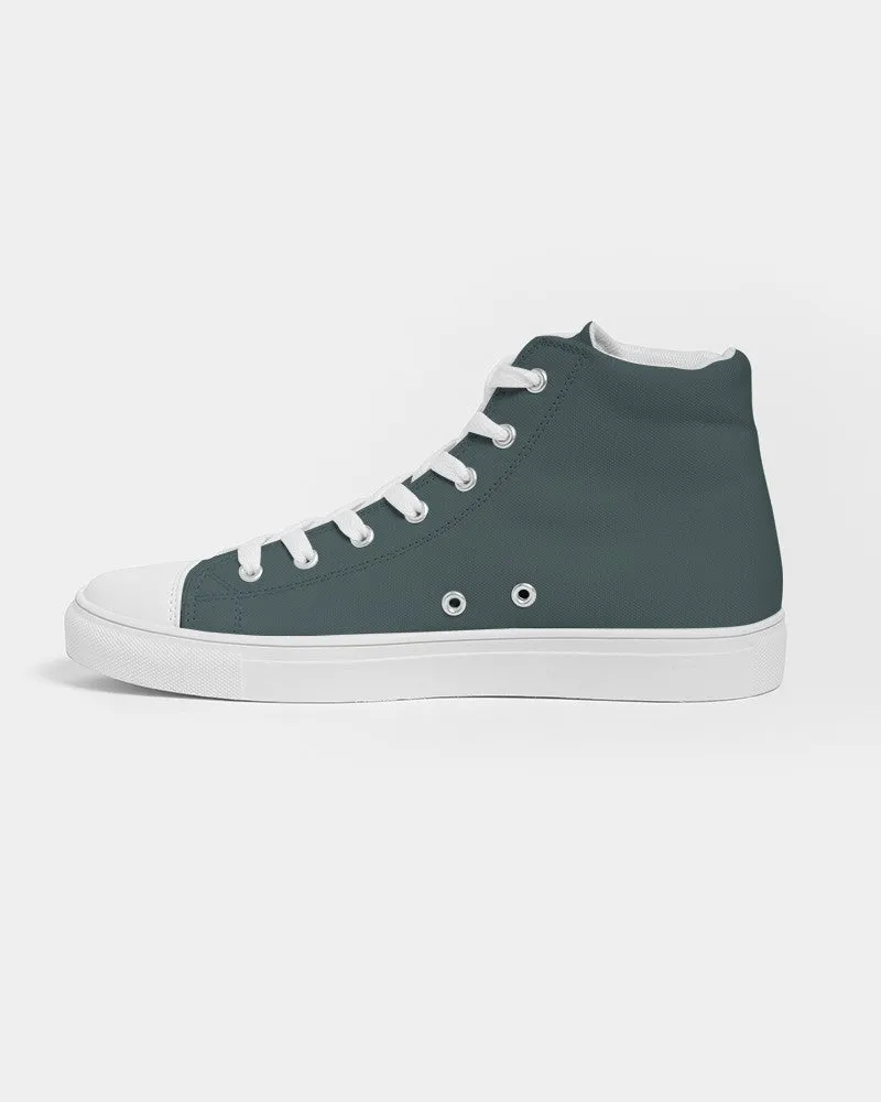 Dark Blue Cool Green Women's High-top Canvas Sneakers | Women's | Dark Pale Pastel Blue Cool Green | C30M0Y15K80