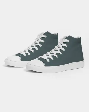 Dark Blue Cool Green Women's High-top Canvas Sneakers | Women's | Dark Pale Pastel Blue Cool Green | C30M0Y15K80