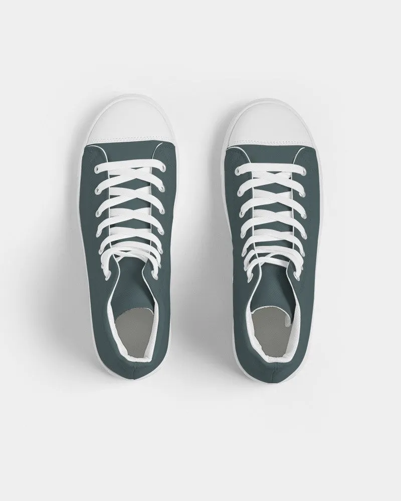 Dark Blue Cool Green Women's High-top Canvas Sneakers | Women's | Dark Pale Pastel Blue Cool Green | C30M0Y15K80