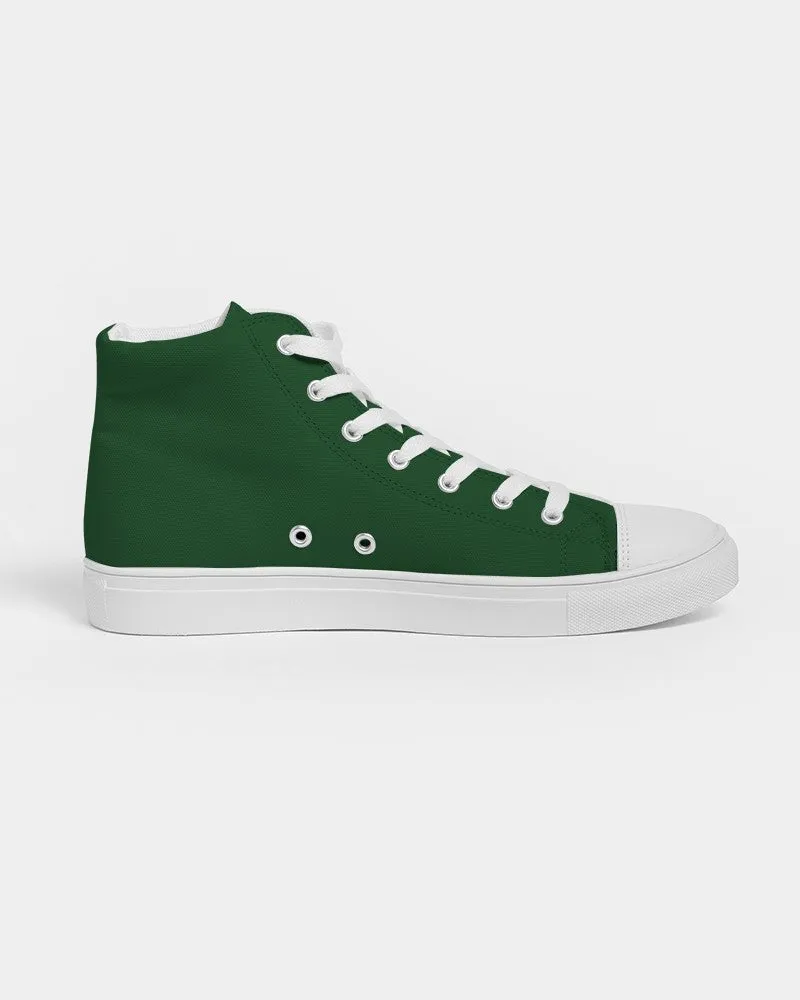 Dark Green Women's High-top Canvas Sneakers | Women's | Dark Pure Green | C100M0Y100K80