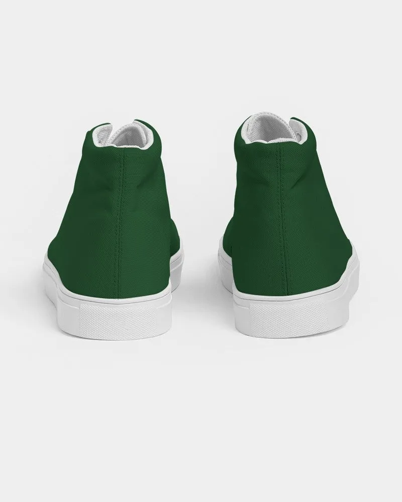 Dark Green Women's High-top Canvas Sneakers | Women's | Dark Pure Green | C100M0Y100K80