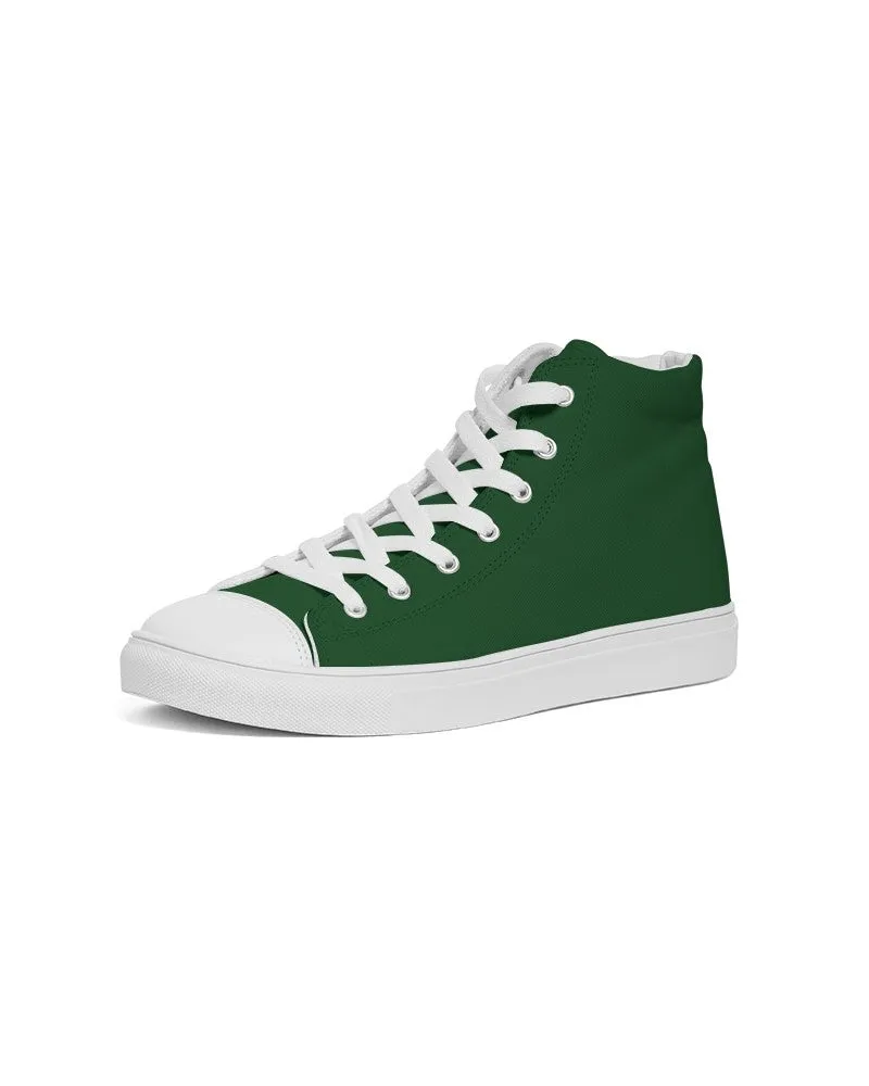 Dark Green Women's High-top Canvas Sneakers | Women's | Dark Pure Green | C100M0Y100K80