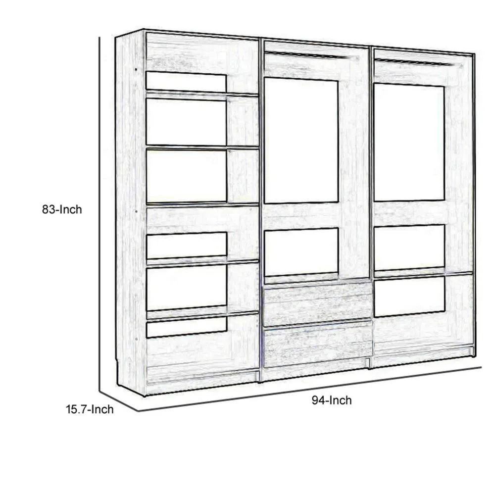 Dee Modular Closet System, 2 Clothing Racks, 2 Drawers, 6 Shelf, Brown Wood By Casagear Home